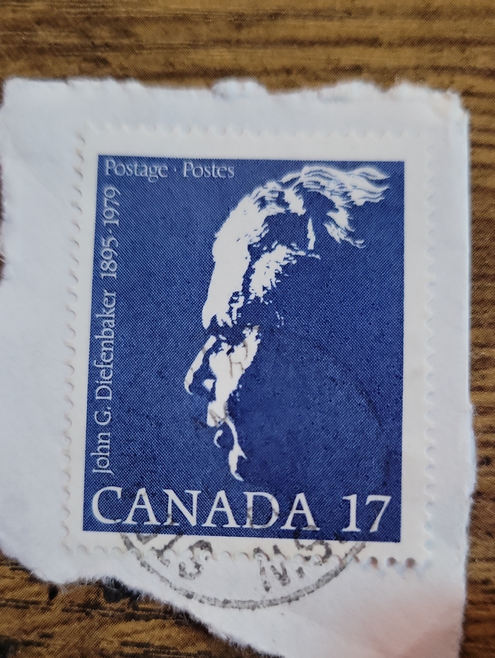 Canada 17 Commemorative Stamp in Blue - John G. Diefenbaker Tribute